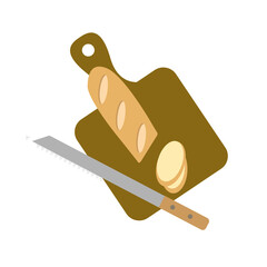 Sliced bread on the cutting board. Fresh baked bread. 