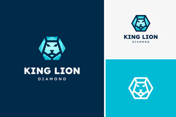 Vector lion king diamond emerald symbol logo design