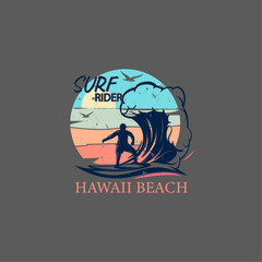Surf rider typography t shirt design
