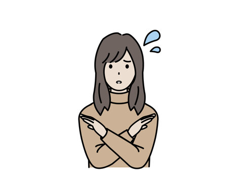 断る、拒否する若い女性のイラスト