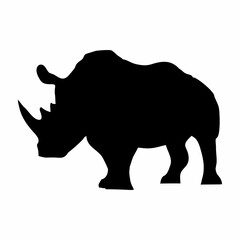silhouette of rhino on white background