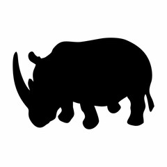 silhouette of rhino on white background