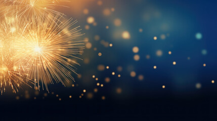 Fototapeta premium Sylvester New Year, New Year's Eve 2024 party event celebration holiday greeting card - Closeup of sparkling sparklers and bokeh lights in the background