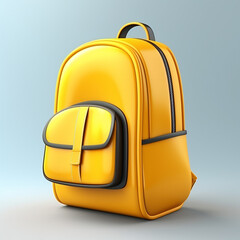 School yellow backpack in cartoon style