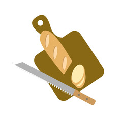 Sliced bread on the cutting board. Fresh baked bread. 