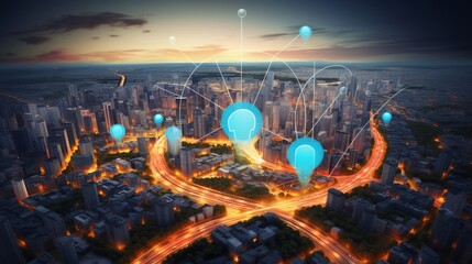 Dynamic Urban Landscape: GPS Navigation Map with Drone Perspective