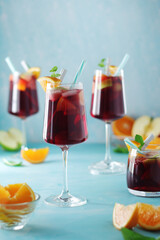 Glasses with traditional Spanish drink Sangria