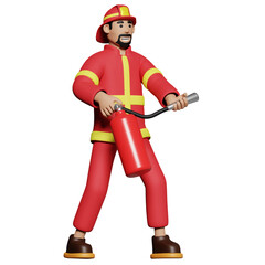 Fototapeta na wymiar Firefighter firefighting fireman extinguisher emergency Job profession worker employee career