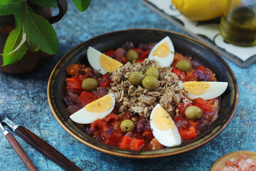 A traditional dish of Tunisian cuisine - Mechouia salad