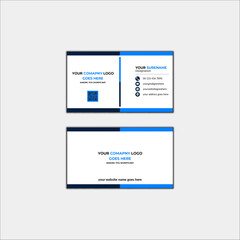 Obraz premium Corporate Business Card design Template for professional Business and personal use. Business card design with white and blue color style minimalist print template. vector illustration.