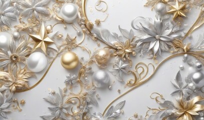 xmas card background luxury gold, white and silver
