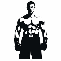 Boxer black icon on white background. Boxer silhouette