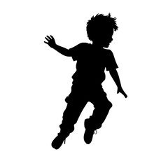 Fototapeta na wymiar Jumping kid black icon on white background. Jumping kid silhouette