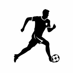 Fototapeta na wymiar Soccer player black icon on white background. Soccer player silhouette