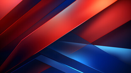 Obraz premium 3d rendering of red and blue abstract geometric background. Scene for advertising, technology, showcase, banner, game, sport, cosmetic, business, metaverse. Sci-Fi Illustration. Product display