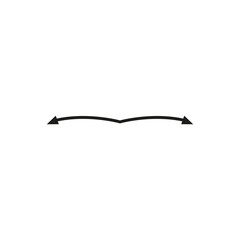 Curved thin long double ended arrow. Two sided arrow. Vector symbol.