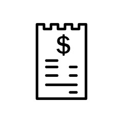 Receipt icon vector. Invoice llustration sign. Claim check symbol or logo.