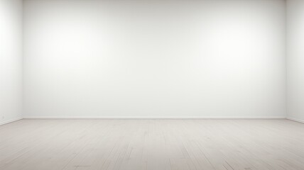 horizontal view of an empty white wall AI generated