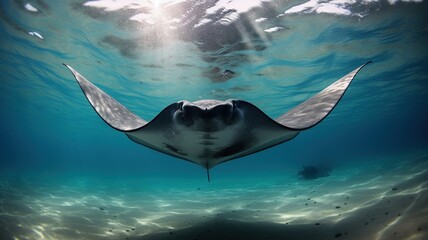 horizontal frontal view of a stingray AI generated