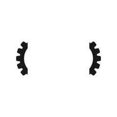 Two halves gear wheel. Quarter and fourth part of the pinion. Half a cogwheel. Vector silhouette. 