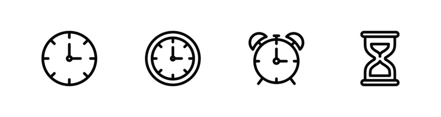 Time and Clock line icon set. Watch, Timer, Current time vector illustration