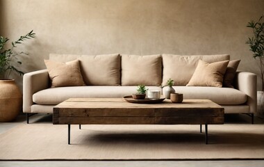 Modern living room interior, brown sofa again brown wall