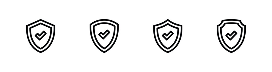 Shield check mark vector icon set,  Protection, security icon vector illustration