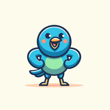 illustration of a blue bird standing. cartoon vector design