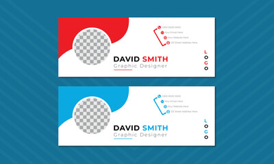 Modern email signature template, Set of modern email signature design, Corporate mail business email signature banner.