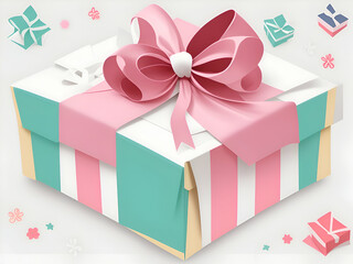 Cute gift box with pink ribbon