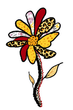 hand drawing leopar with flower