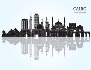 Cairo detailed skyline. Vector illustration - obrazy, fototapety, plakaty