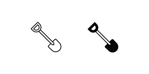 shovel icon with white background vector stock illustration - obrazy, fototapety, plakaty