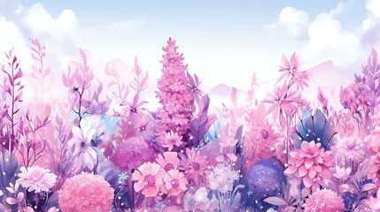 Dreamy Pastel Garden: A Serene Floral Symphony Awash in the Soft Hues of Dawn
