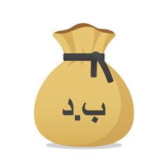 Moneybag with Bahraini dinar symbol. Cash money, currency, business and financial item. Flat vector moneybag sign.