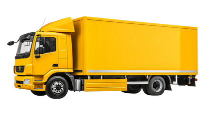 Yellow cargo truck on transparent background png