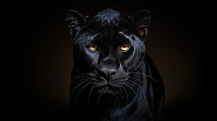Black panther with a black background  - obrazy, fototapety, plakaty