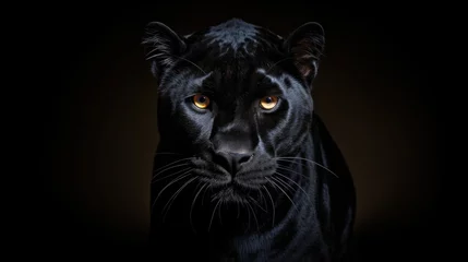 Foto op Plexiglas Black panther with a black background  © Fly Frames