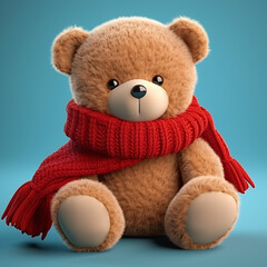 3d render cute shy vintage teddy bear plush toy