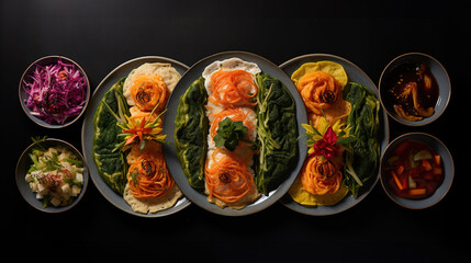 Fototapeta na wymiar Tasty Jeon Pancakes Infused with an Eclectic Variety of Fresh and Colorful Vegetables