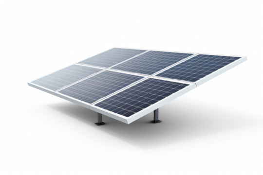 A solar panel with shadow, solar energy, green energy, isolated on transparent background, png file - Powered by Adobe