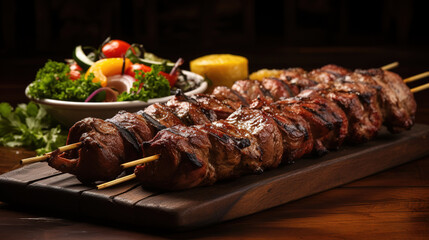 A Carnivore's Delight at the Brazilian Churrascaria, Artfully Grilled Masterpieces of Meat, Expertly Served