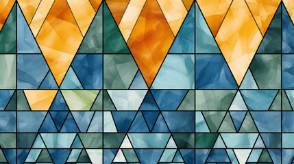 Geometric Symphony of Nature's Palette in Stained Glass Illusion