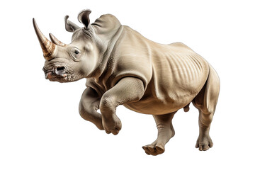 Fototapeta premium Rhino jumping isolated