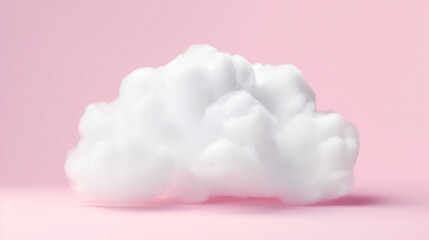 3d render fluffy white cloud isolated on pink background