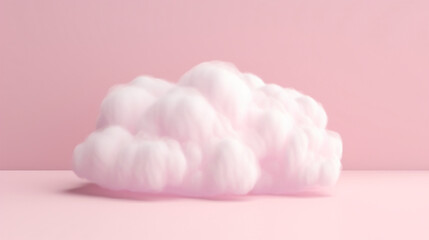 3d render fluffy white cloud isolated on pink background