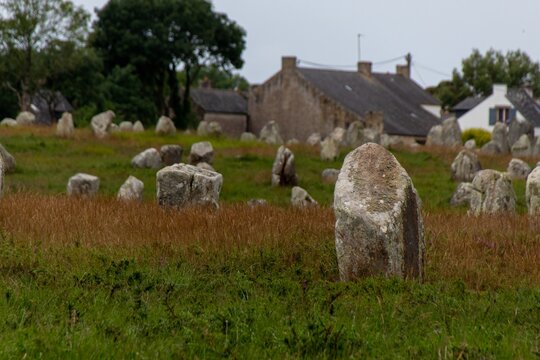 alignment of menhirs in the morning