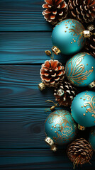 Beautifull christmas decoration on wooden background. Generated AI