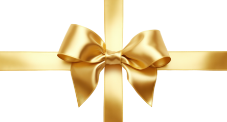 Cross golden ribbon and bow, cut out