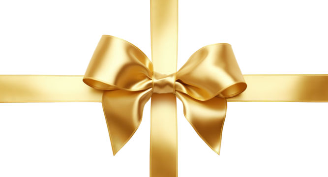 Cross golden ribbon and bow, cut out